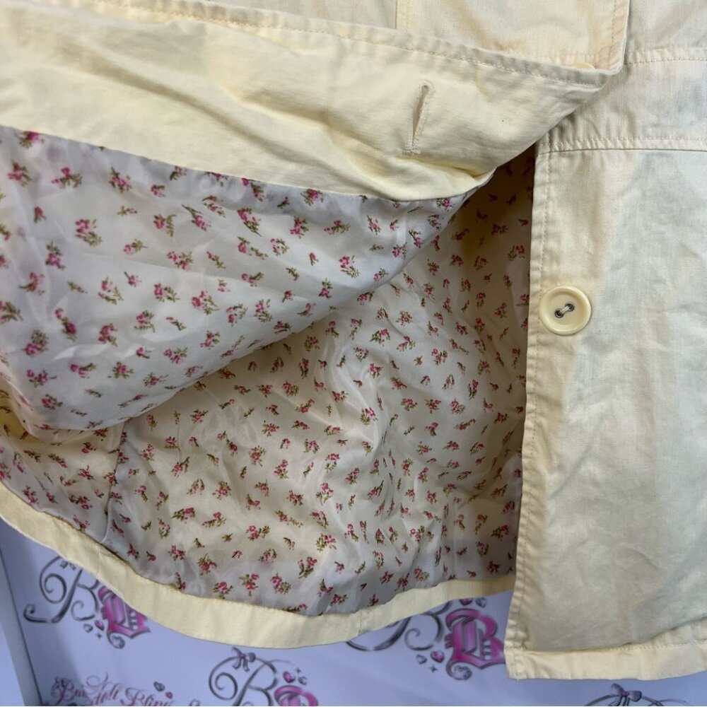 Pbi jacket coat pastel light Yellow Trench Coat button up floral interior - Picture 10 of 15